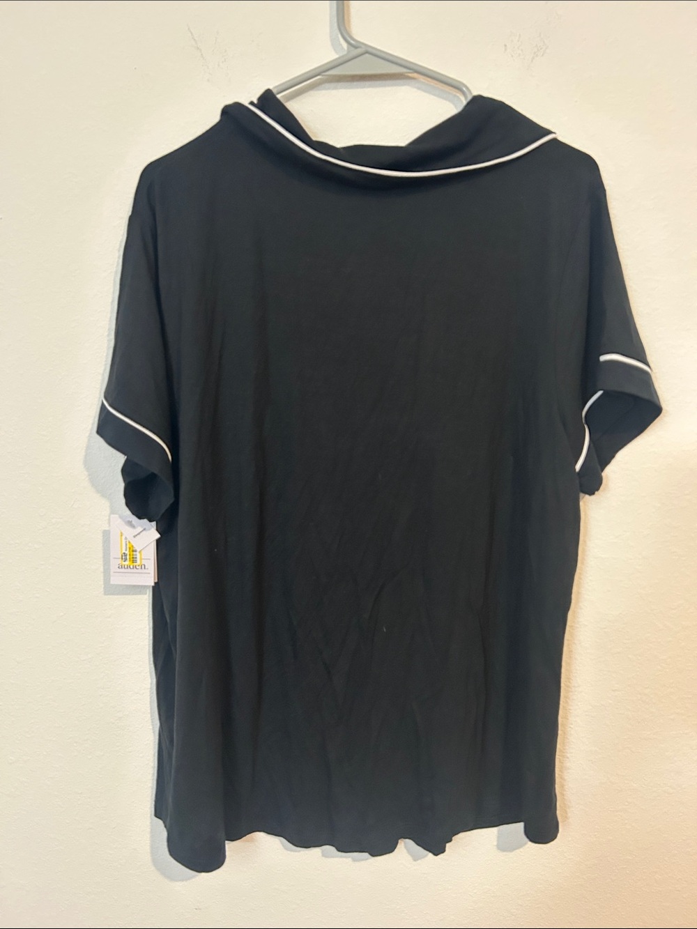 Auden Black Short-Sleeve Button-Down with White Piping - Picture 3 of 3